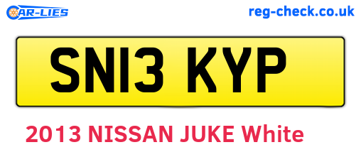 SN13KYP are the vehicle registration plates.