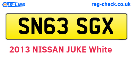 SN63SGX are the vehicle registration plates.