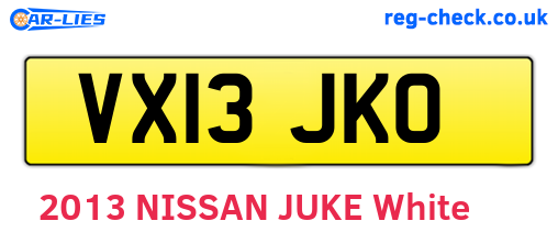 VX13JKO are the vehicle registration plates.