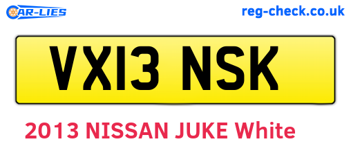 VX13NSK are the vehicle registration plates.