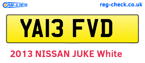 YA13FVD are the vehicle registration plates.