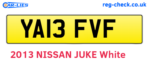 YA13FVF are the vehicle registration plates.