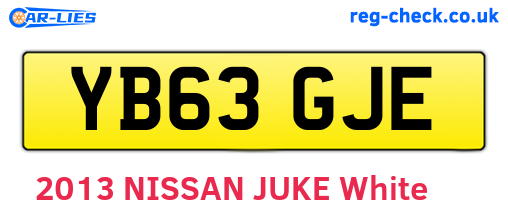 YB63GJE are the vehicle registration plates.