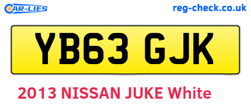 YB63GJK are the vehicle registration plates.