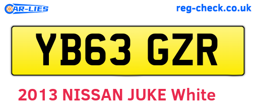 YB63GZR are the vehicle registration plates.