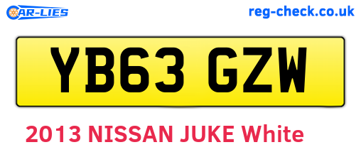 YB63GZW are the vehicle registration plates.