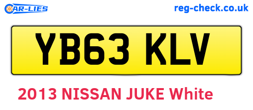 YB63KLV are the vehicle registration plates.