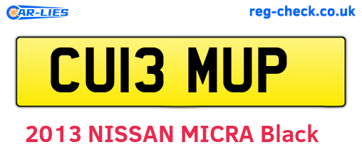 CU13MUP are the vehicle registration plates.
