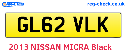 GL62VLK are the vehicle registration plates.