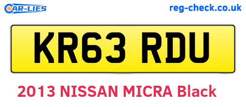 KR63RDU are the vehicle registration plates.