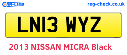 LN13WYZ are the vehicle registration plates.
