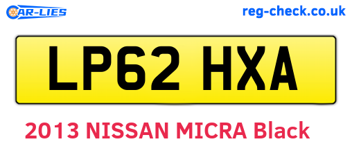 LP62HXA are the vehicle registration plates.