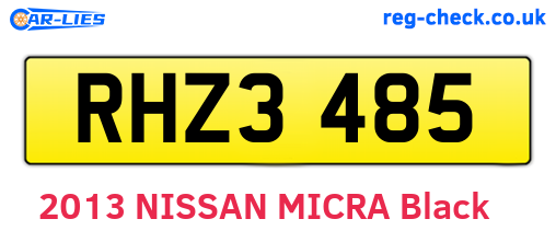 RHZ3485 are the vehicle registration plates.