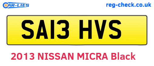 SA13HVS are the vehicle registration plates.