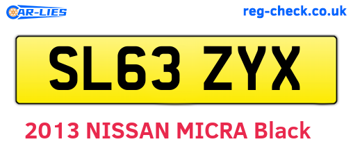 SL63ZYX are the vehicle registration plates.