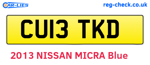 CU13TKD are the vehicle registration plates.