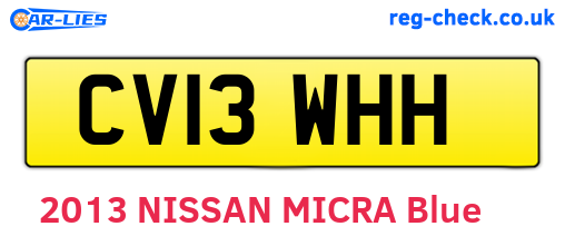 CV13WHH are the vehicle registration plates.