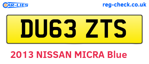 DU63ZTS are the vehicle registration plates.