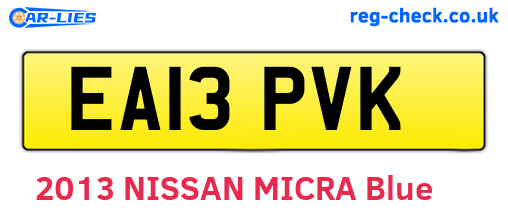 EA13PVK are the vehicle registration plates.