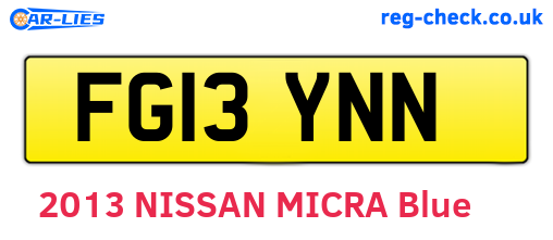 FG13YNN are the vehicle registration plates.