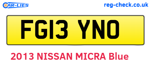 FG13YNO are the vehicle registration plates.