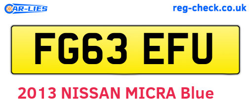 FG63EFU are the vehicle registration plates.