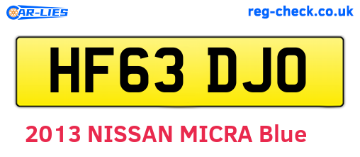 HF63DJO are the vehicle registration plates.
