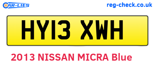 HY13XWH are the vehicle registration plates.