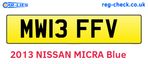 MW13FFV are the vehicle registration plates.