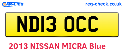 ND13OCC are the vehicle registration plates.