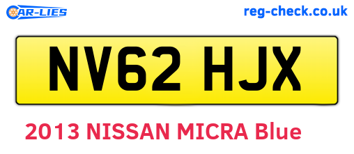 NV62HJX are the vehicle registration plates.