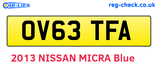OV63TFA are the vehicle registration plates.