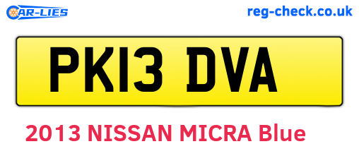 PK13DVA are the vehicle registration plates.