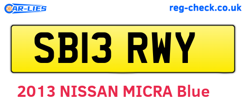 SB13RWY are the vehicle registration plates.