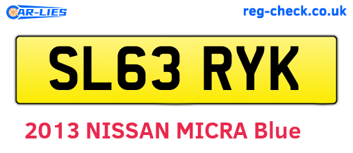 SL63RYK are the vehicle registration plates.