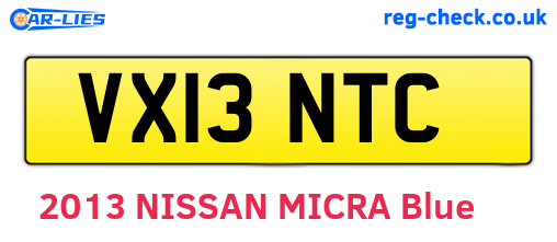VX13NTC are the vehicle registration plates.