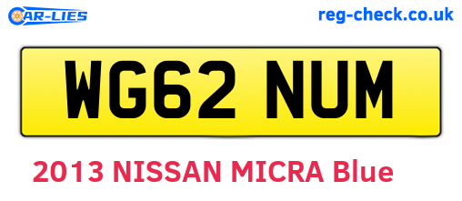 WG62NUM are the vehicle registration plates.