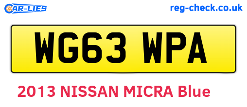 WG63WPA are the vehicle registration plates.