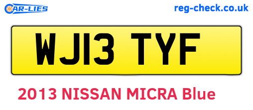 WJ13TYF are the vehicle registration plates.