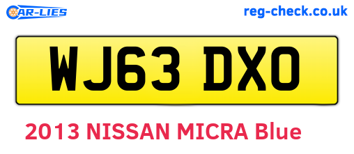 WJ63DXO are the vehicle registration plates.