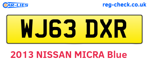 WJ63DXR are the vehicle registration plates.