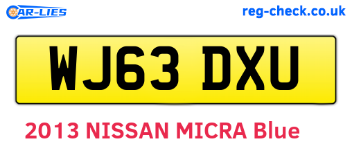 WJ63DXU are the vehicle registration plates.