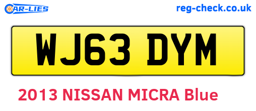 WJ63DYM are the vehicle registration plates.