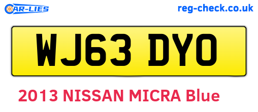 WJ63DYO are the vehicle registration plates.
