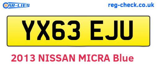 YX63EJU are the vehicle registration plates.