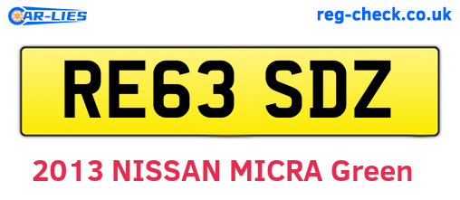 RE63SDZ are the vehicle registration plates.
