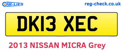 DK13XEC are the vehicle registration plates.