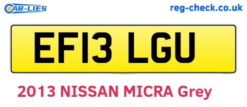 EF13LGU are the vehicle registration plates.