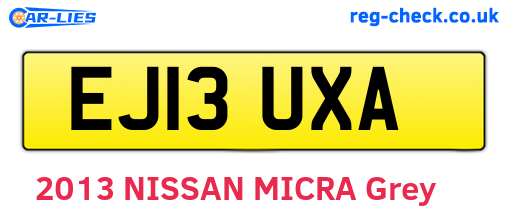 EJ13UXA are the vehicle registration plates.