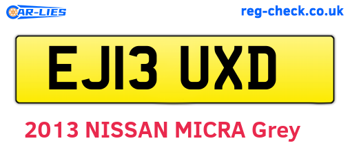EJ13UXD are the vehicle registration plates.